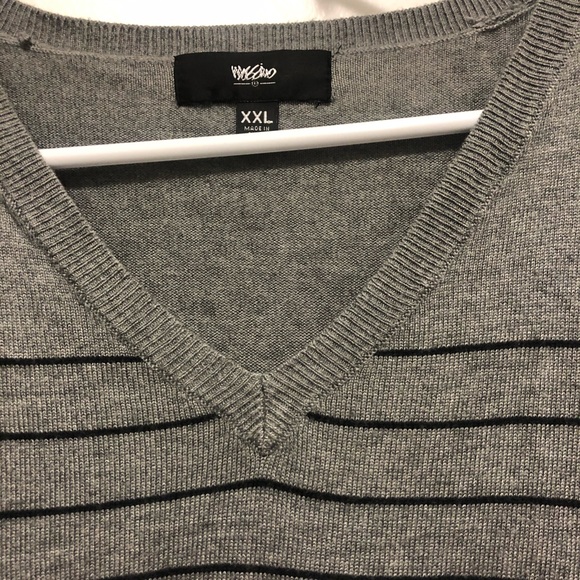 Mossimo Grey & Black Stripped Vneck SZ XXL - Picture 5 of 8